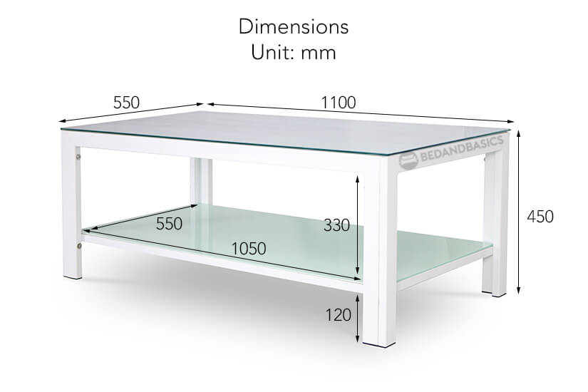 White Orianne Coffee Table Dimensions