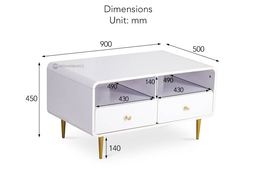 The overall dimensions of the Zavala Coffee Table