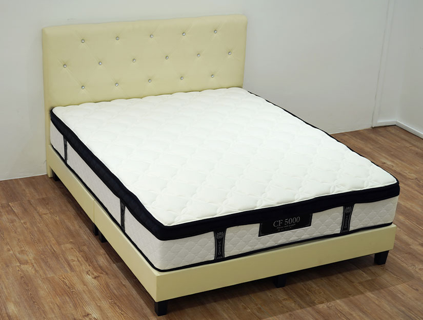3 zone individual barrel pocketed spring mattress. Relieves pressure. Undisturbed sleep guaranteed all night.