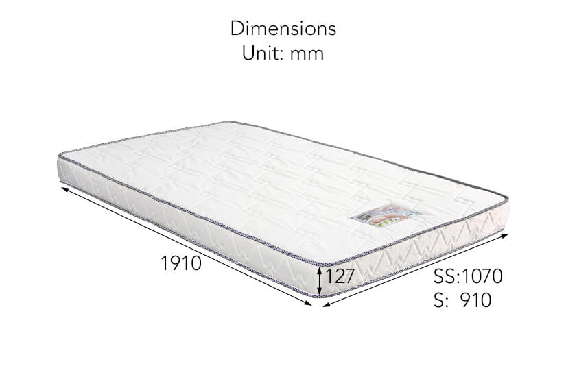 The overall dimensions of the Sleepy Night Dream Comfort Foam Mattress.