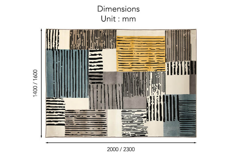 The dimensions of the Ankara Rug.