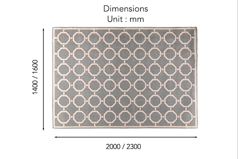 The dimensions of the Wellington Rug.