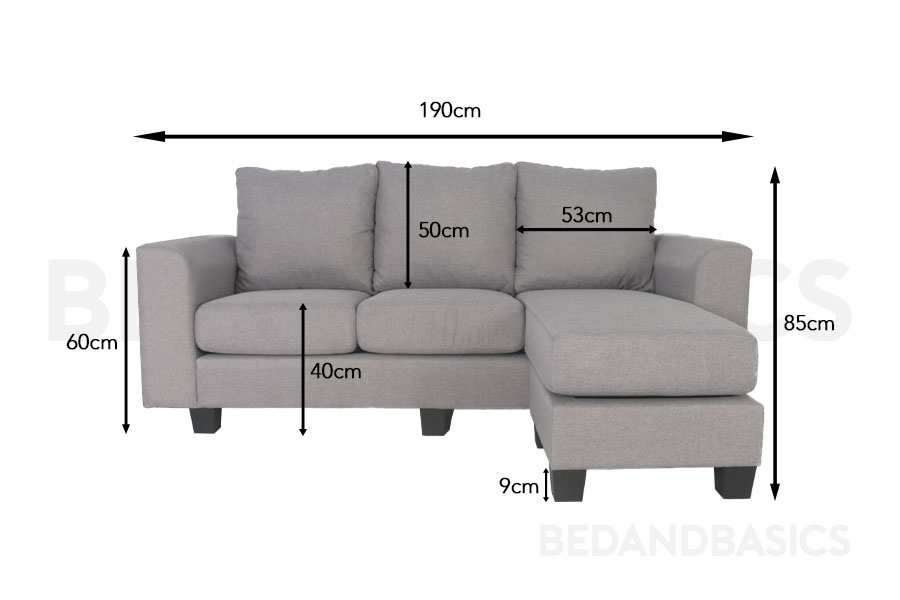 The overall sofa’s length is 190cm and is 85cm tall.