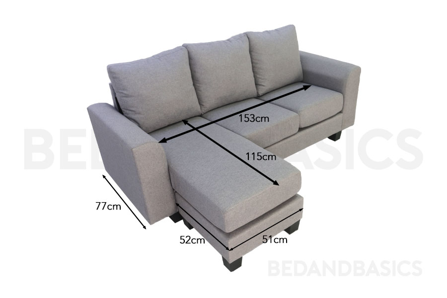The sofa’s chaise is 115cm in length.