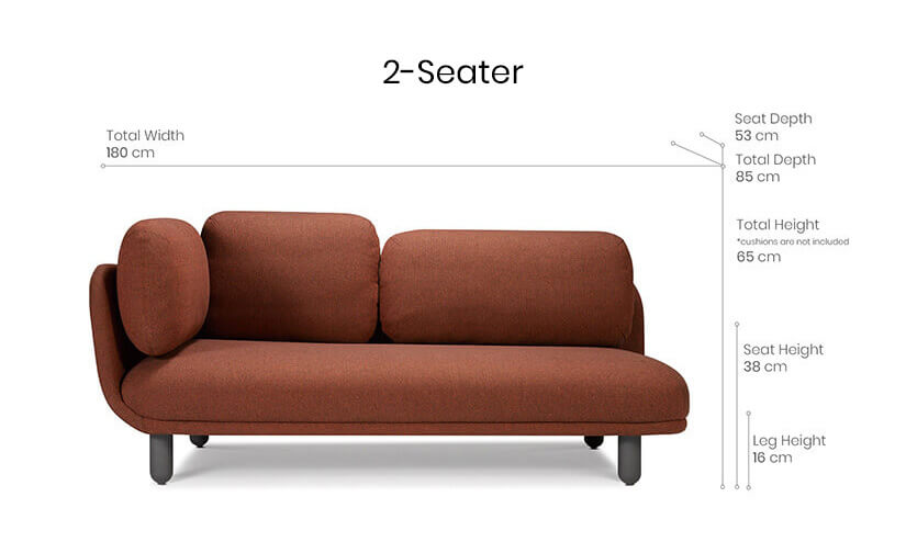 dimensions of 2 seater corner sofa