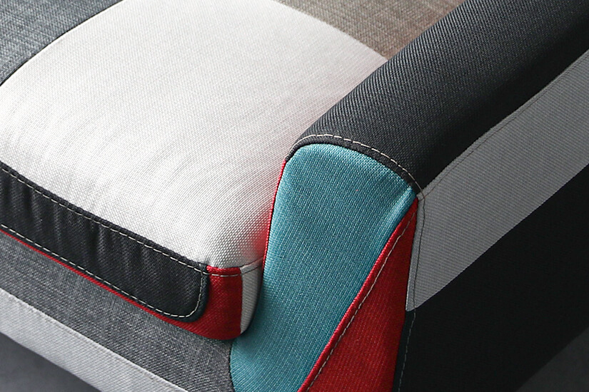 Soft fabric upholstery. Smooth to touch. Corduroy-like appearance.
