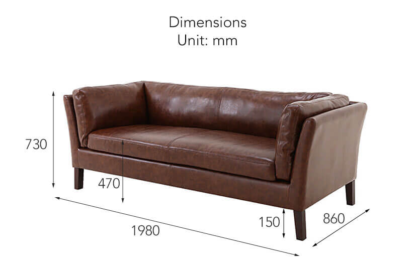 The dimensions of the Dusk Sofa available exclusively in Singapore (SG).