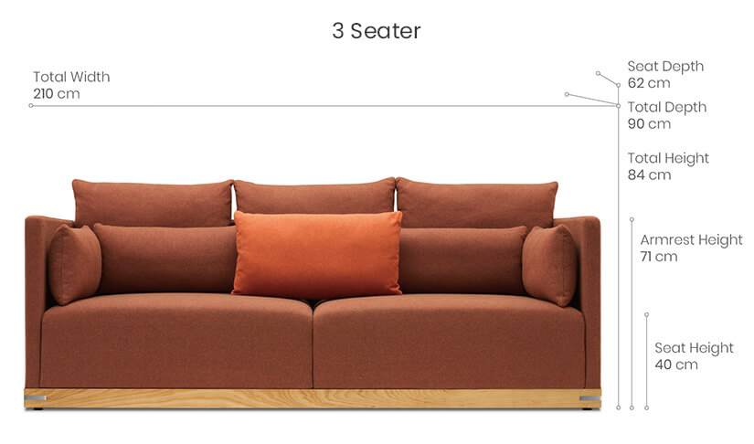 3 seater evergreen sofa dimensions