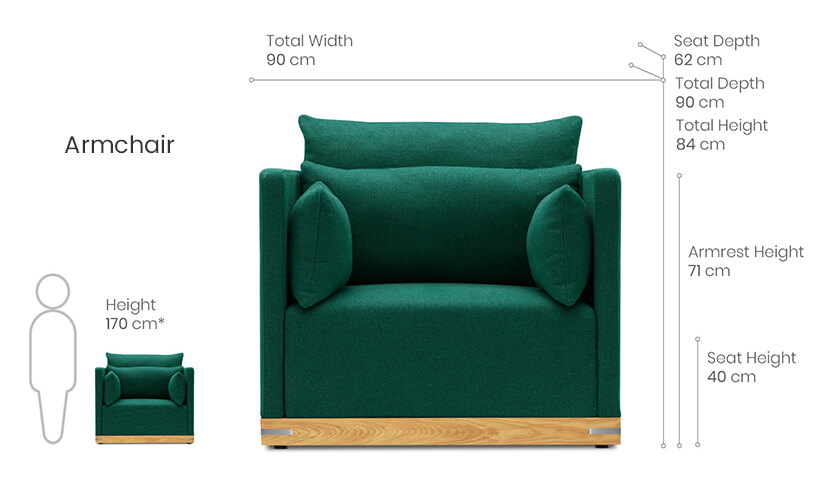 evergreen armchair dimensions