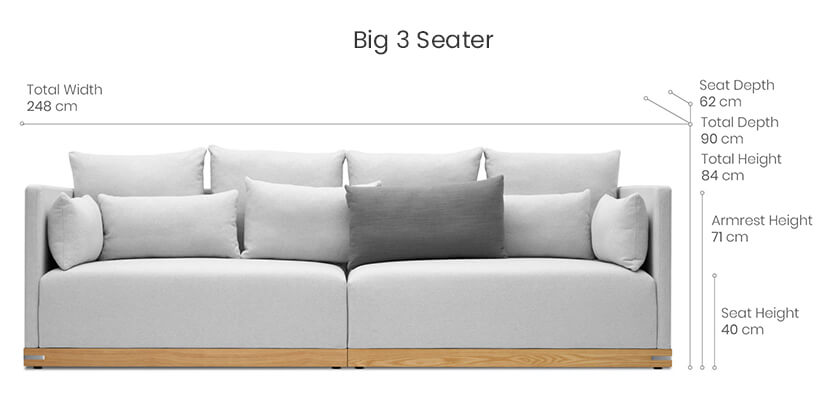 big 3 seater evergreen sofa dimensions
