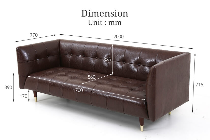The dimensions of the Frank 3 Seater Sofa.