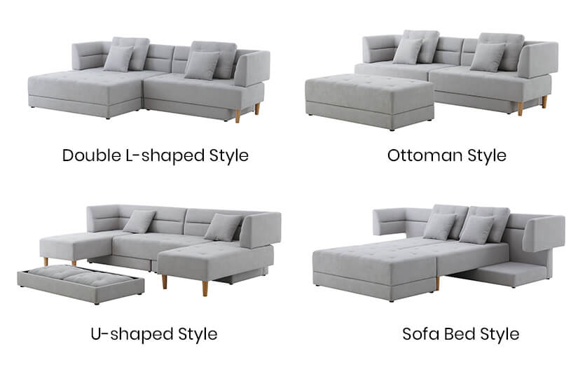 1 sofa. 4 configurations. 6 seaters maximum. Easy assembly. Matches most interior styles.