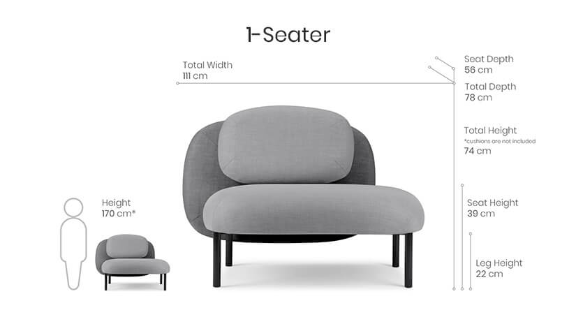 1 seater sofa armchair dimensions.