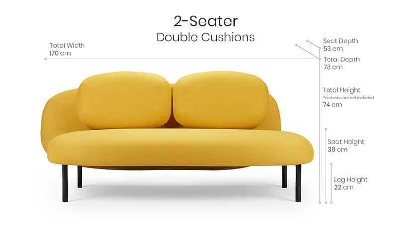 2 seater double cushion sofa dimensions.