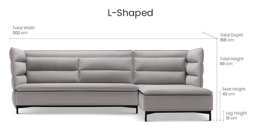 L-shaped sofa dimension.