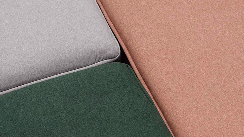 Colours reflective of Halfmoon Bay. Upholstery made with 100% polyester brushing process. Three-dimensional colour pay-off that creates a soft and warm feeling.