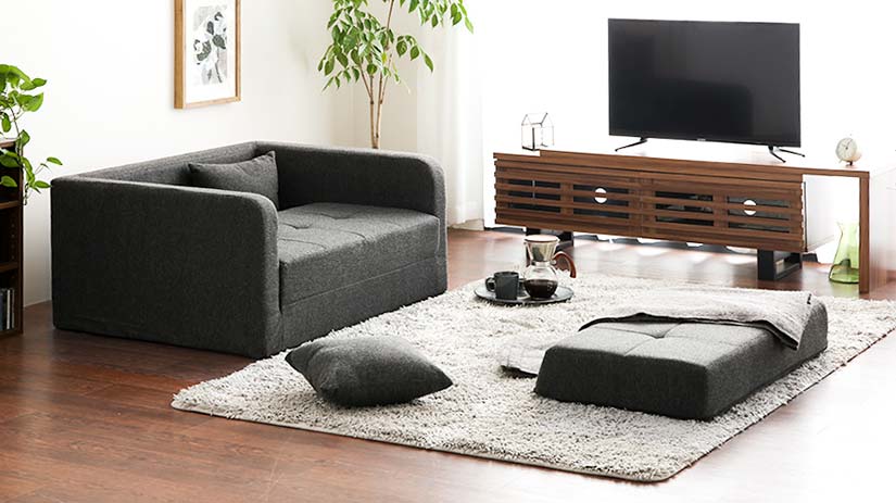The backrest can be separated to turn into a floor cushion.  An easy way to accommodate an additional seater.