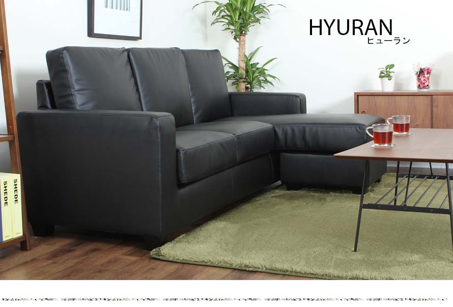 Hyuran Black Leather Sofa