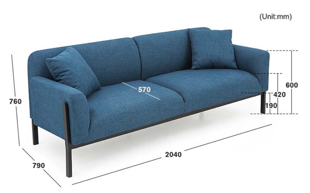The Laselle Fabric Sofa angled view. Modern living room sofa.
