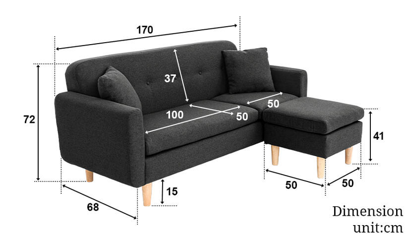 The dimensions of the Leuven Sofa exclusive at bedandbasics.sg in Singapore. Shop living room furniture and sofas online today!