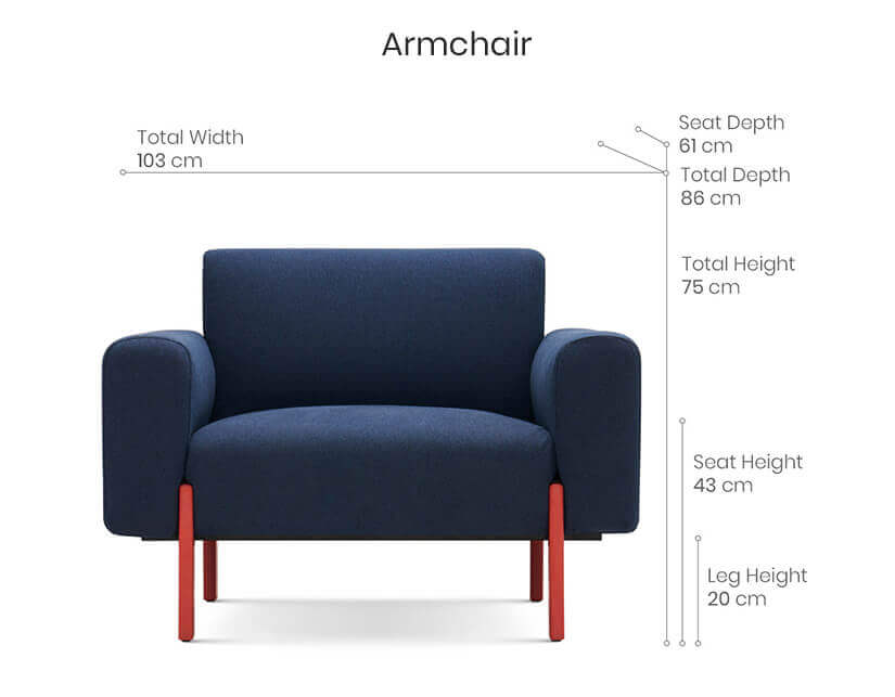 Mon armchair sofa dimensions.