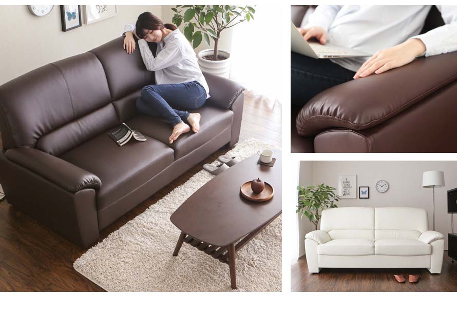 The Momo Sofa is available in 3 colors - black, brown and white.