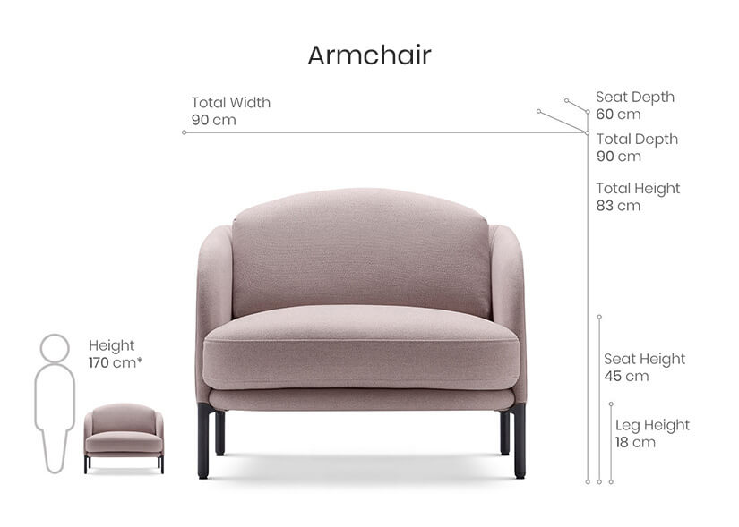 Plume armchair dimensions.