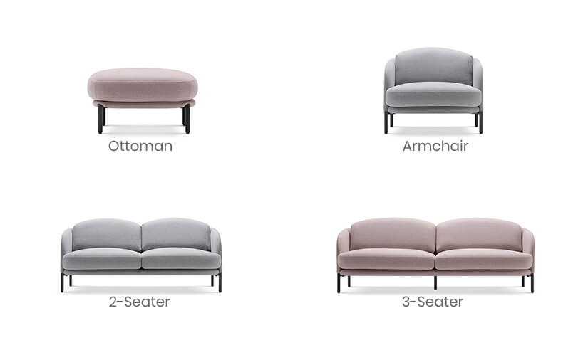 Available in 4 variations – Armchair, 2-Seater, 3-Seater and Ottoman.