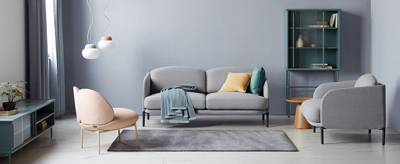 Calm and collected. Grey upholstery creates a down-to-earth atmosphere to your space.
