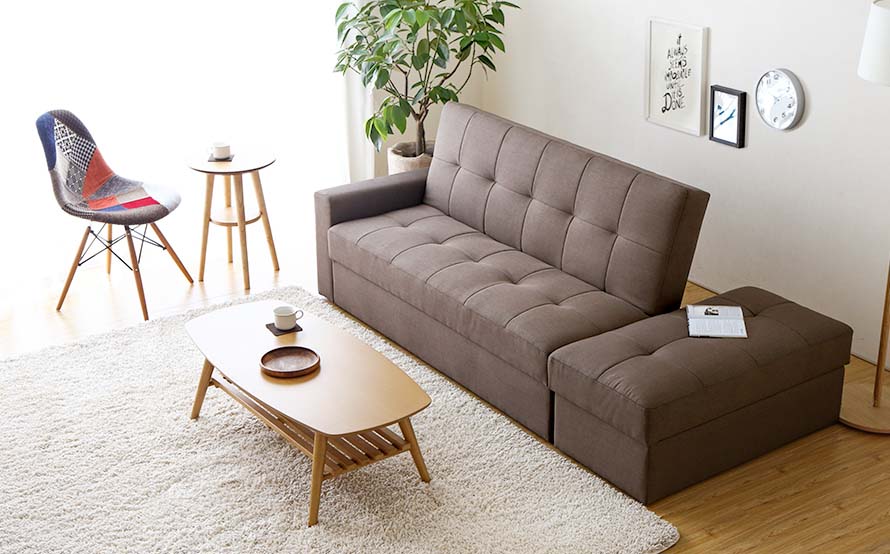 It is a versatile sofa bed that makes you relax, sleep, and even store in it. It is space saving and has a ottoman that can be moved freely
