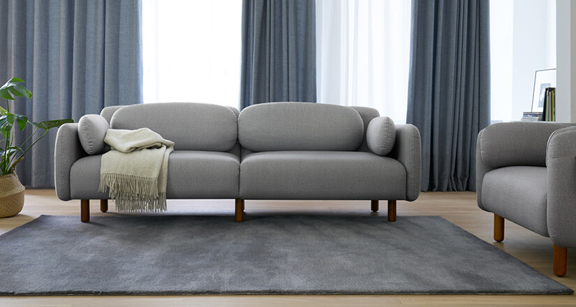 The Pebble Sofa adds dimensionality to your space. Rounded edges coupled with layered cushions. Creating a welcoming and inviting atmosphere.