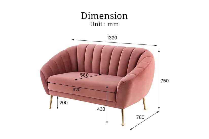 Dimensions of the Quinn 2 Seater Love Seat
