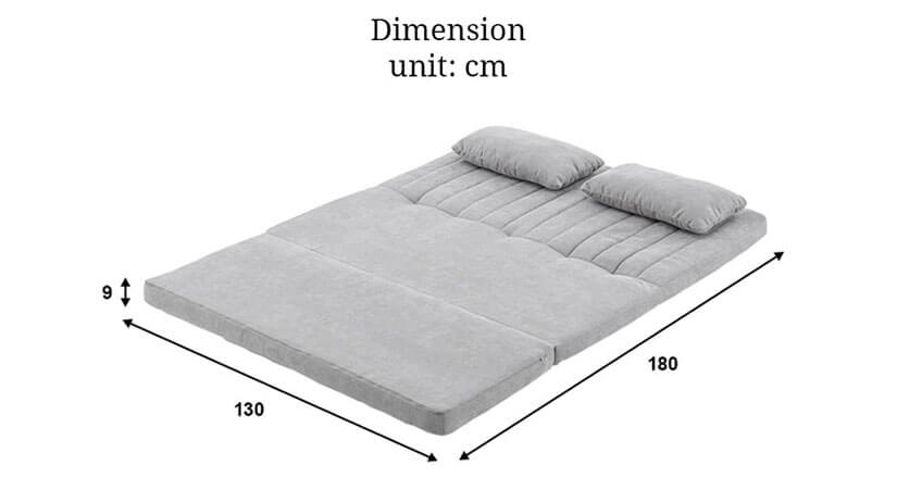 The dimensions of the Rocot Floor Sofa - when it is bed mode