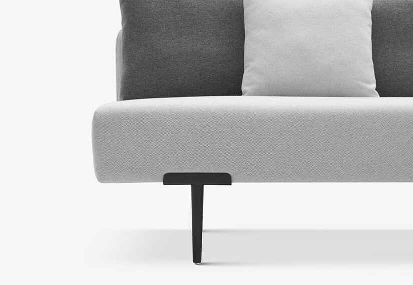 Sofa legs reimagined. T-shape design. Made of black powder-coated Iron. Thin yet sturdy.