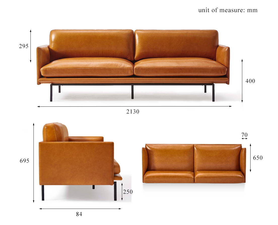 Theo sofa dimensions. Unit of measure in mm.