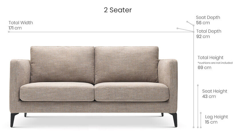 2 seater dimensions