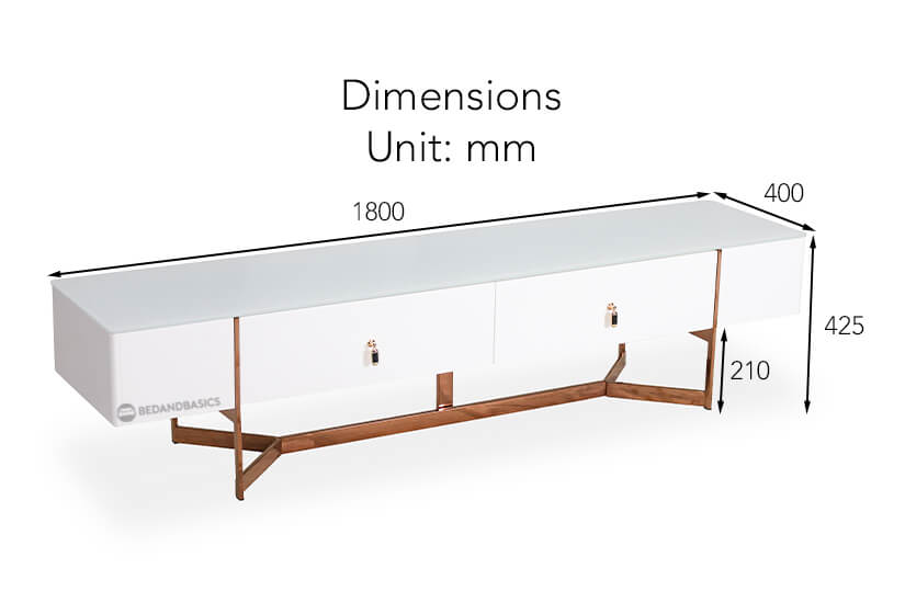 The overall dimensions of the Astaire TV Stand.