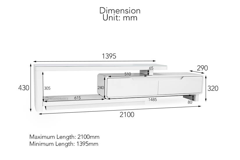 Brooke TV Console pullout drawer dimensions.
