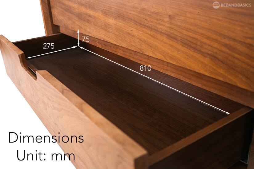 The pull-out drawer dimensions of the Celino TV Stand.