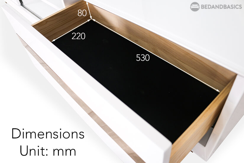 The pull-out drawer dimensions of the Lova TV Console