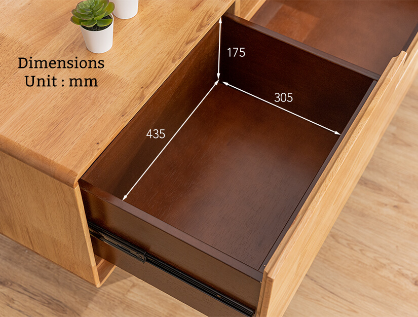 Maisy Solid Wood TV Console drawer 1 dimensions.