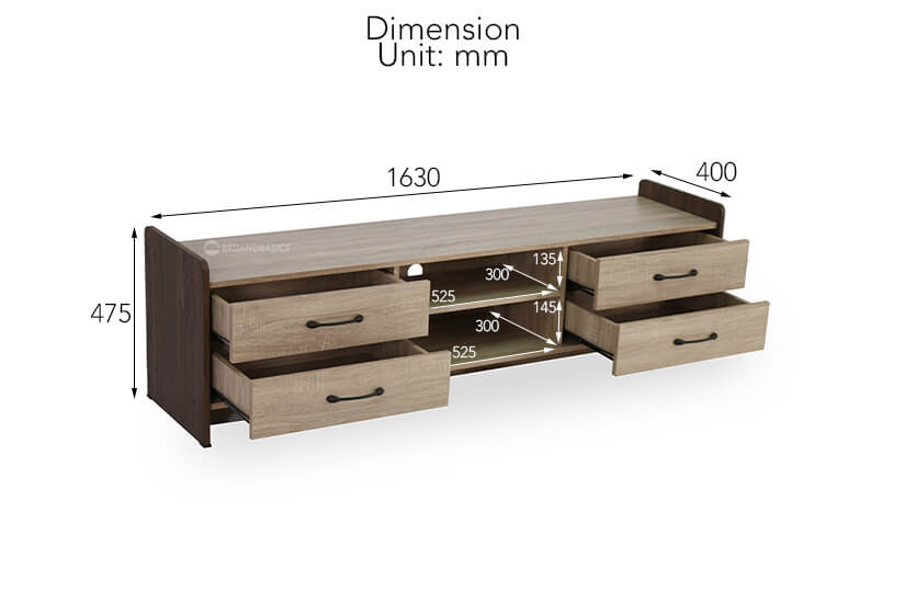 Mildred TV Console overall dimensions