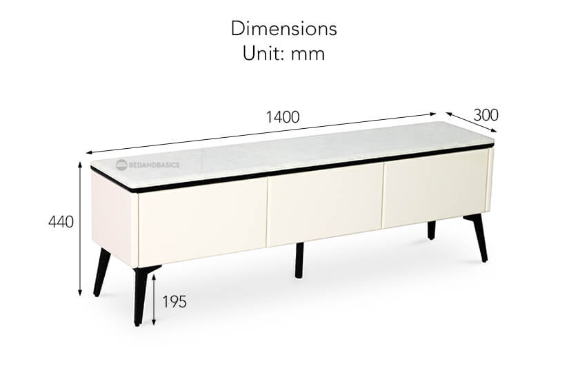 The overall dimensions of the Neville TV Console.
