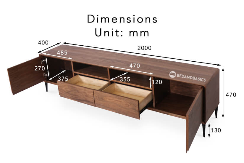 The overall dimensions of the Sylvia TV Stand