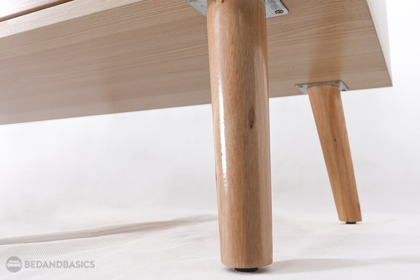 The stand is supported by wooden legs, offering strong load-bearing capacity for long-term use and durable stability.