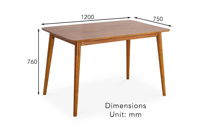 The dimensions of the Abbott Dining Table.