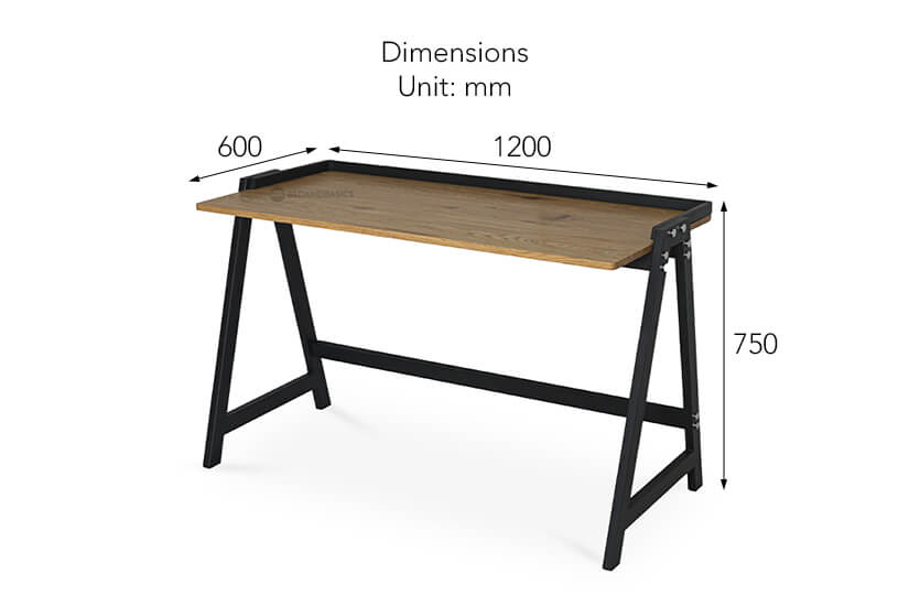 The dimensions of the Cay study desk available exclusively at bedandbasics.sg in Singapore.
