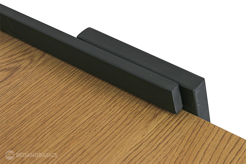  Elevated corners prevent your desk supplies from falling off the table.