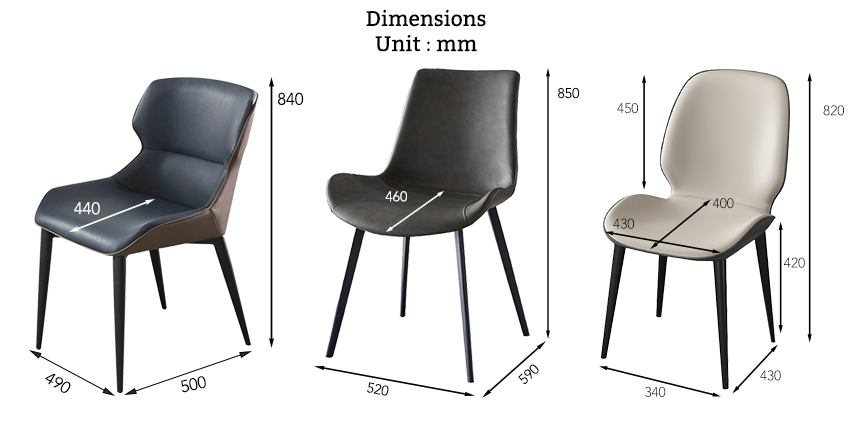 Chair option dimensions