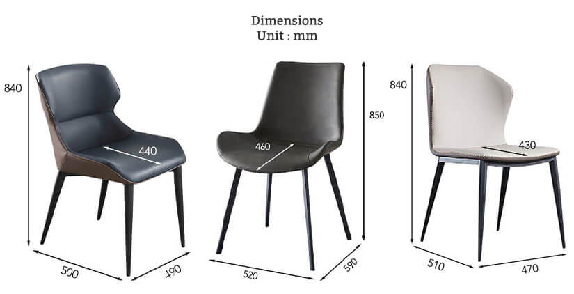 The dimensions of the Chairs